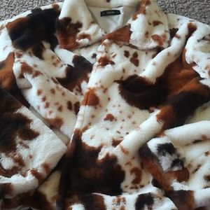 Shein Super Soft Cow Spotted Faux Fur Coat